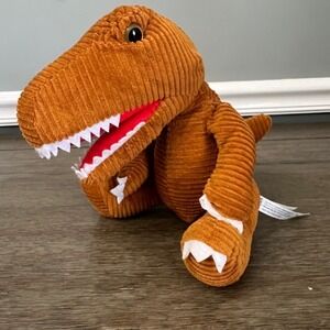 Naturally Kids T-Rex Dinosaur Plush Brown Corduroy Stuffed Animal Toy 9"